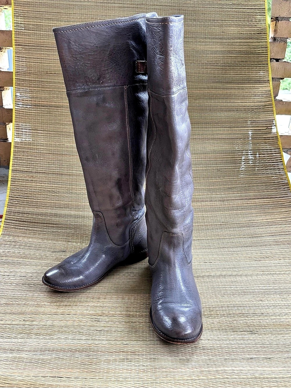 Frye Jane Tall Cuff Boot Over-the-Knee Leather Boots in Brown 8.5B